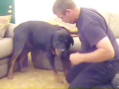 He her was eating up to his dog